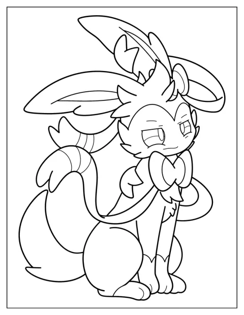 Com ar sonolento, Sylveon descansa de olhos semicerrados.