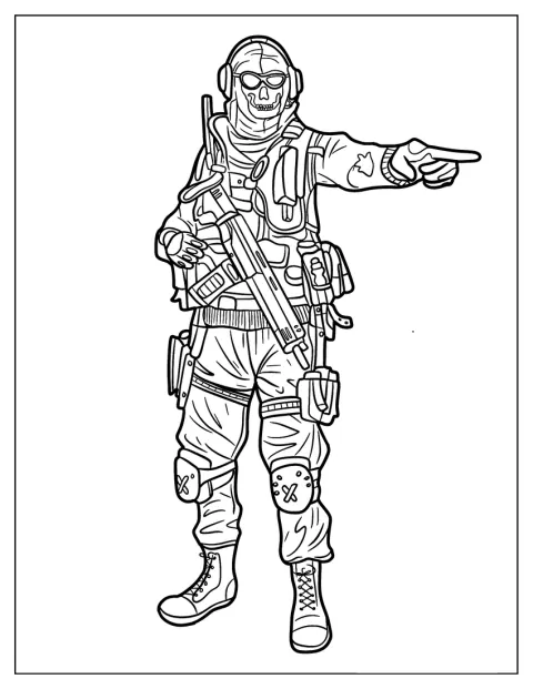 El contorno del teniente Simon Ghost Riley muestra su rostro enmascarado.