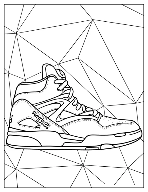 En Reebok The Pump-sko er tegnet med en enkel kontur.