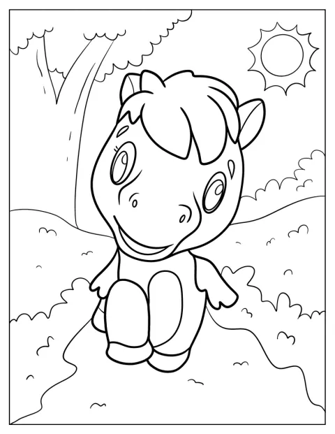 Un caballo Hatchimals trota sobre la hierba.