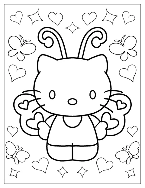 Hello Kitty pillangószárnyakat visel.