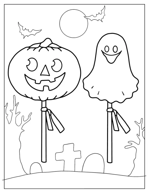 Lizak ozdobiono halloweenowymi motywami.
