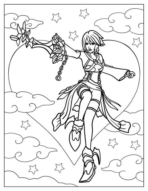 Aqua tend sa Keyblade devant elle.