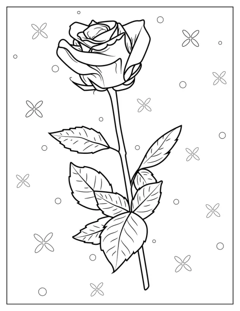 Rose Stem Coloring Sheet