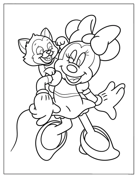 Minnie Mouse brinca com Figaro.