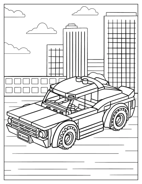 Outline Of Lego Car In City