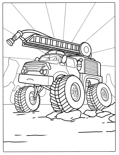 大きなタイヤを履いた、モンスター仕様の消防車です。