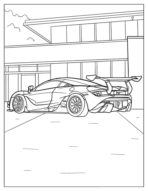Un McLaren 720S está aparcado delante de un edificio.