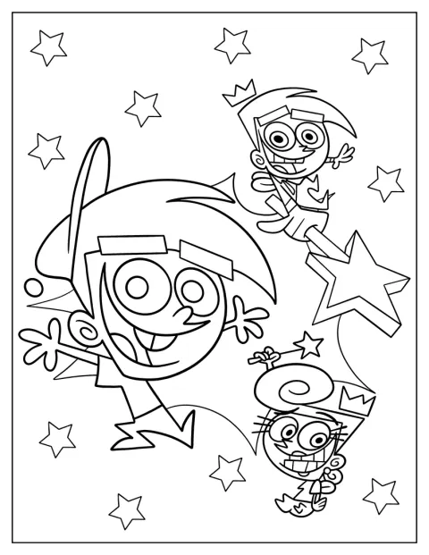 Cosmo, Wanda e Timmy surgem juntos no mundo de The Fairly OddParents.
