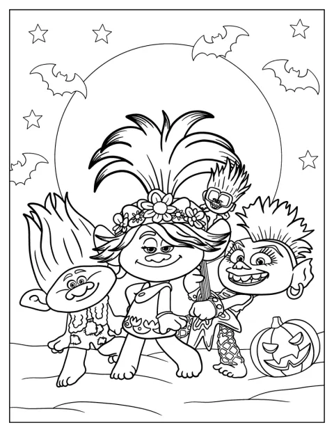 Trolde danser sammen i halloweenkostumer.