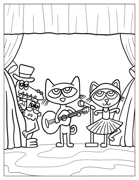 Pete the Cat uppträder på en talangshow i skolan.