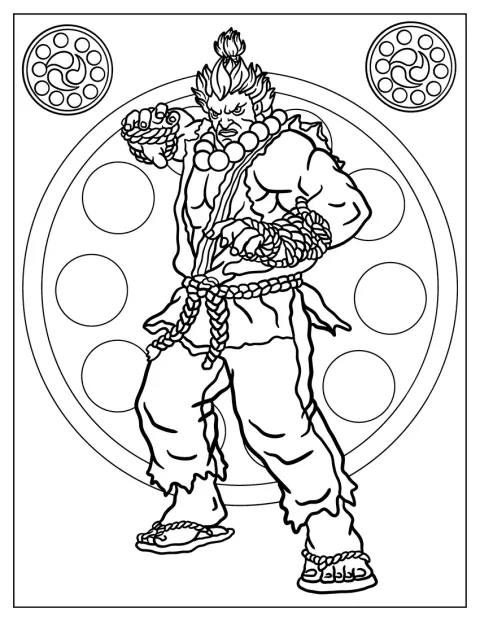 Akuma ser skremmende ut mens han gjør seg klar til kamp.