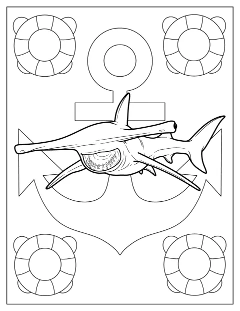 Rekin młot płynie przed kotwicą.