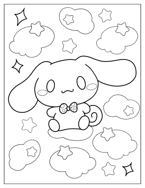 シナモロールがかわいらしい姿で描かれています。