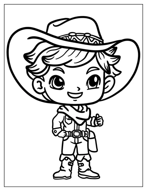 En glad cowboy smiler og viser tommelen opp.