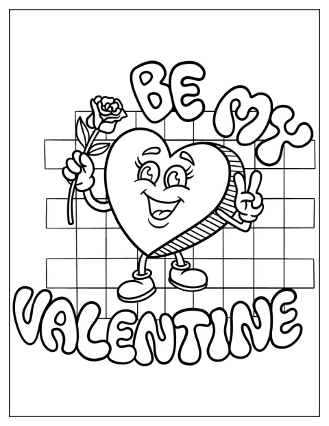 O inimă ține un trandafir lângă mesajul „Fii Valentinul meu”.
