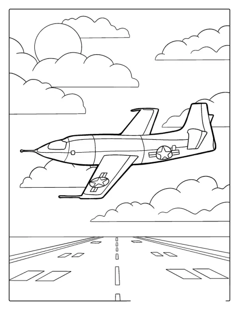 Le Bell X-1, avion d’essai, est représenté en vol.