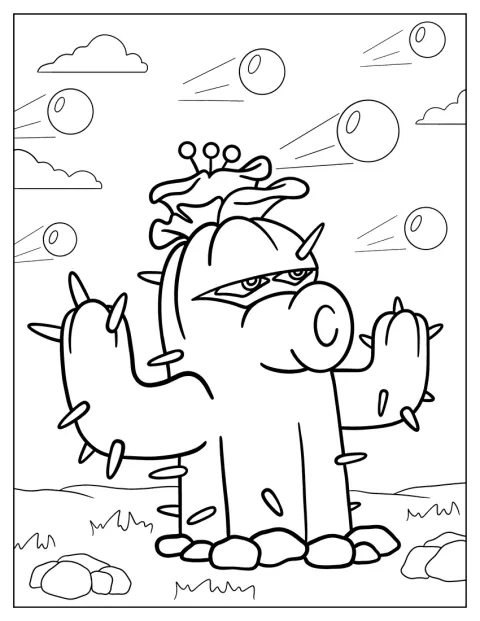 El cactus de Plants vs Zombies aparece erguido y preparado.