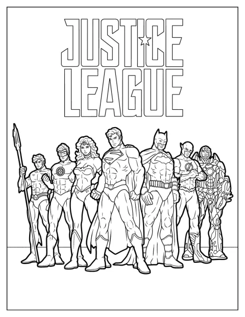 Los superhéroes de la Liga de la Justicia aparecen en un póster.