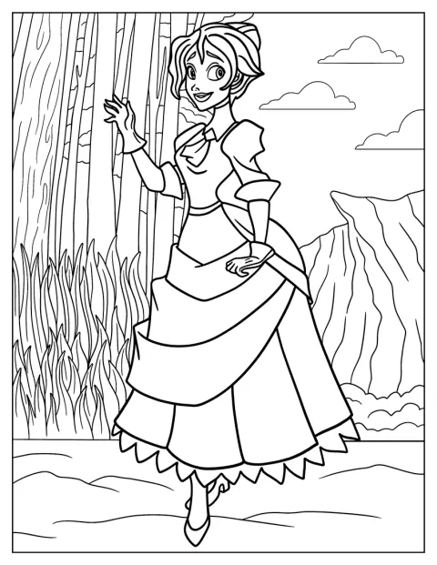 Jane Porter indossa un abito elegante e guanti nella giungla.