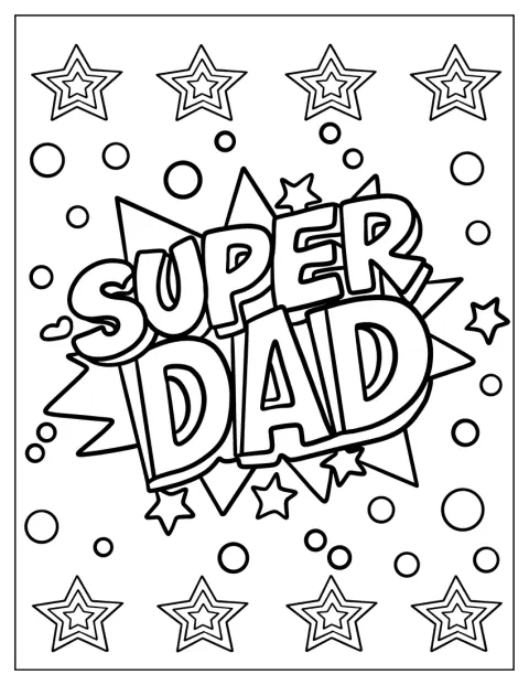 De woorden ‘superpapa’ staan in grote stripletters afgebeeld.
