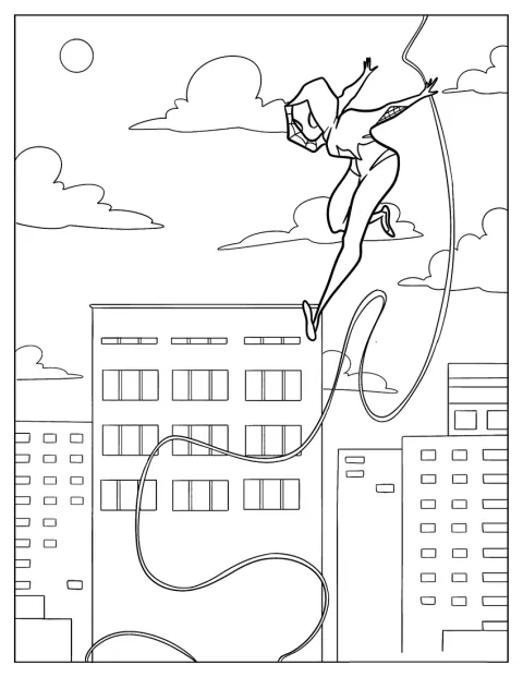 夜空の下に、スパイダーグウェンのシンプルな姿が描かれています。