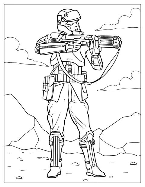 Een Star Wars-shoretrooper staat in zijn kenmerkende harnas.