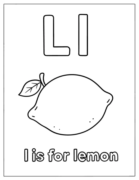 大きなLの文字のそばに、レモンが描かれています。