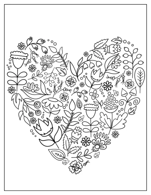 Blommor bildar en enkel hjärtformad siluett.