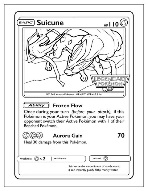 Suicune aparece en una carta Pokémon con un paisaje helado.