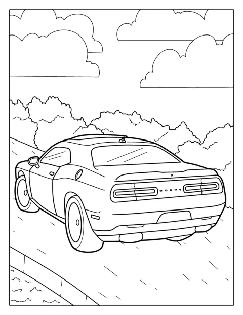 ダッジ・チャレンジャーの車が描かれています。