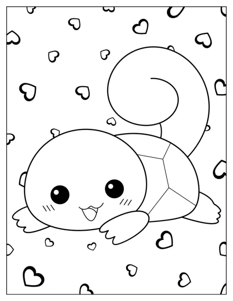Squirtle posa con una expresión simpática y su caparazón a la vista.