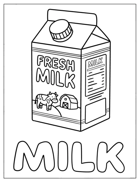 Une brique de lait est représentée avec son bouchon.