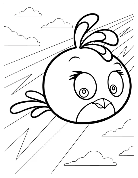 Stella, l’uccellina rosa di Angry Birds, posa con aria vivace.