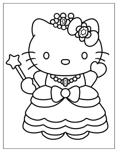 Hello Kitty è vestita da principessa.
