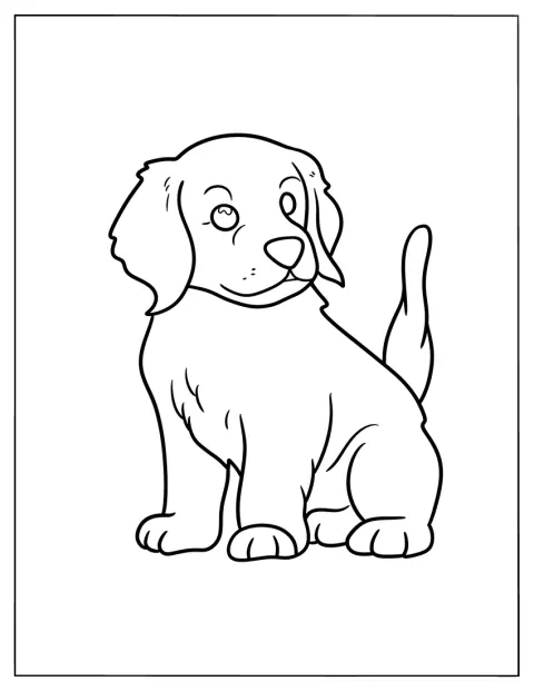 La queue dressée, un chiot golden retriever se tient debout.
