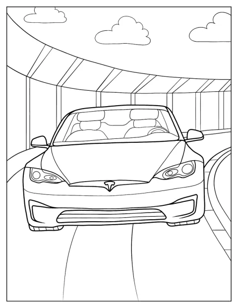 A Tesla Model S az autópályán halad.