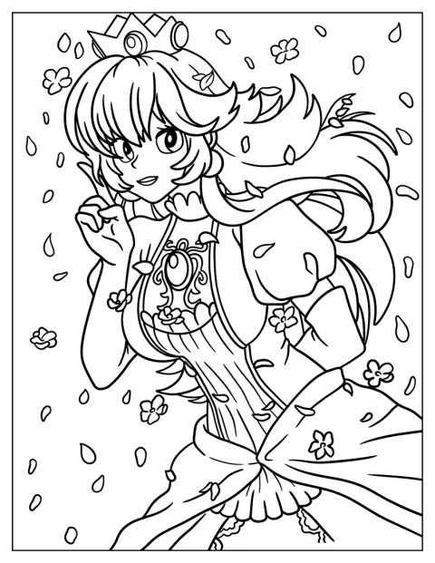 Księżniczka Peach przedstawiona jest w stylu anime.