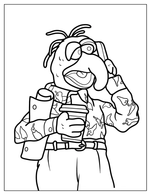 Gonzo ser förvirrad ut medan han håller en kopp kaffe.
