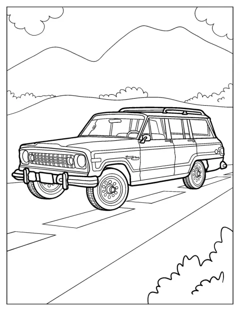 Jeep Grand Wagoneer ajaa maantiellä.