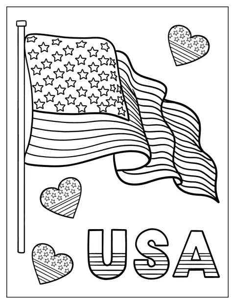 Ordene »Jeg elsker USA« står sammen med et amerikansk flag.