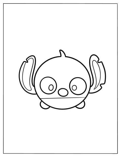 Stitch ligger med store øjne og et sødt udtryk.