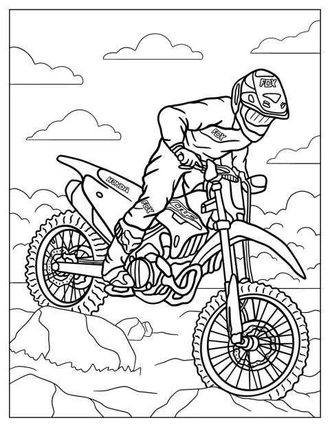 ライダーがHondaのオフロードバイクでコースを走っています。