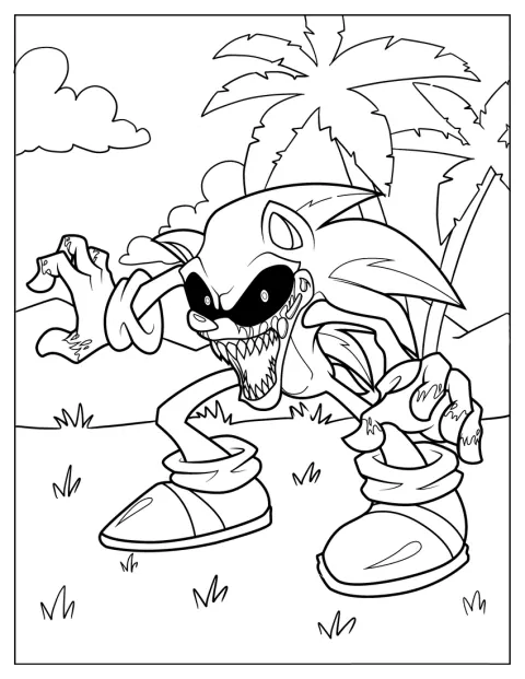 Sonic Exe murisee veriset hanskat käsissään.