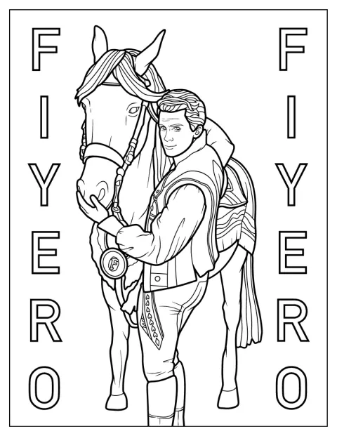 Prinz Fiyero steht neben seinem Pferd.
