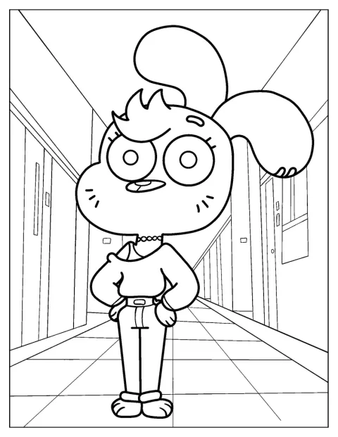 Peggy Watterson seisoo koulun käytävällä.