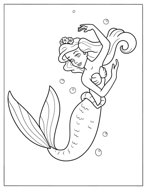 Ariel, de A Pequena Sereia, dança com alegria.