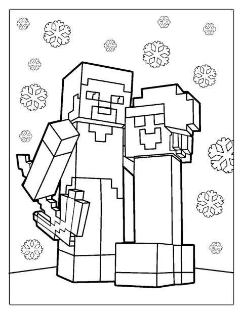 Minecraft-Figuren und festliche Motive stimmen auf Weihnachten ein.