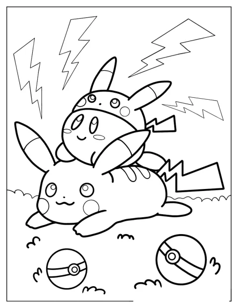 Kirby vypadá jako Pikachu a roztomile se usmívá.
