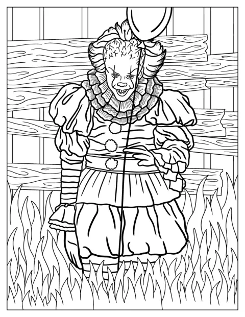 Pennywise, az IT hátborzongató bohóca egy lufit tart a kezében.